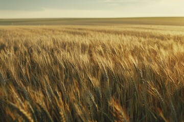 Naklejka premium Golden wheat field during sunset