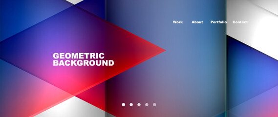 Metal triangles with colorful bright triangles. Geometric modern minimalist design template