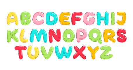 Creative colorful letter vector set, cute bubble alphabet collection, funny children font illustration