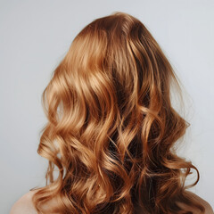 Fototapeta premium Vibrant Red Curly Hair Side Profile on Neutral Background