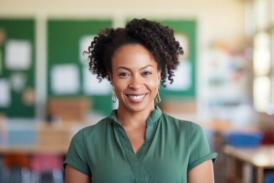 Portrait of a smiling African American female kindergarten teacher