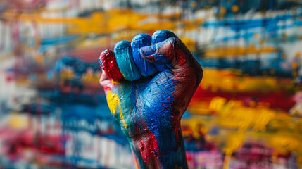 Vibrant LGBT+ Painted Fist Symbolizing Pride and Unity