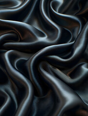 Obraz premium Luxurious Dark Blue Satin Fabric with Elegant Drapes and Folds