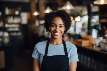 Portrait of a smiling African American female barista