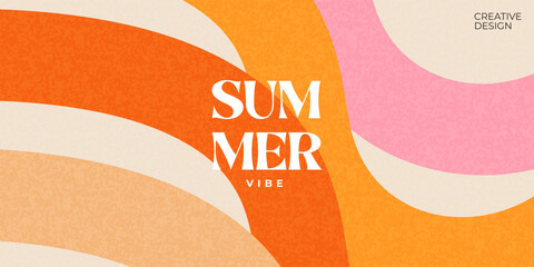Creative concept of summer bright cover, card or poster in minimal style for corporate identity, branding, social media ads, promo. Modern design template in trendy geometric style