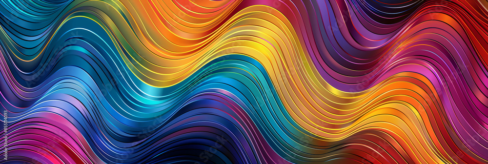 Poster abstract background with colorful wavy lines and gradients, vector illustration. the design features