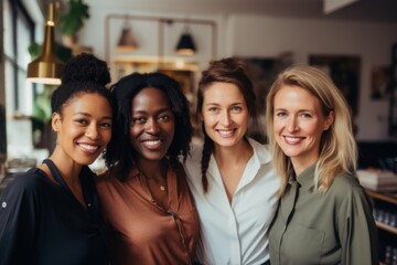 Obraz premium Smiling group portrait of a businesswomen in office