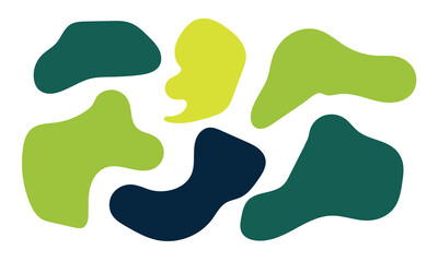 Liquid abstract organic blob shapes set. Wavy elements bubbles and drops in trendy y2k style on white background in eps 10.