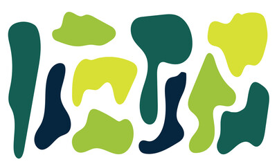 Liquid abstract organic blob shapes set. Wavy elements bubbles and drops in trendy y2k style on white background in eps 10.