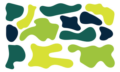 Liquid abstract organic blob shapes set. Wavy elements bubbles and drops in trendy y2k style on white background in eps 10.