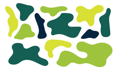 Liquid abstract organic blob shapes set. Wavy elements bubbles and drops in trendy y2k style on white background in eps 10.