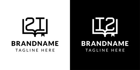 Letters IZ and ZI Book Logo, suitable for business related to book with IZ or ZI initials