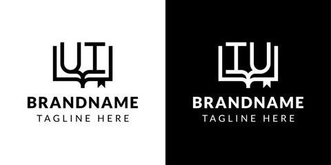 Letters IU and UI Book Logo, suitable for business related to book with IU or UI initials