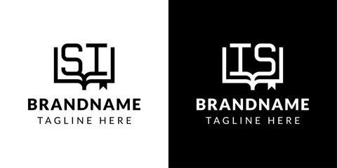Letters IS and SI Book Logo, suitable for business related to book with IS or SI initials