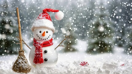 Winter Snowman with Red Scarf