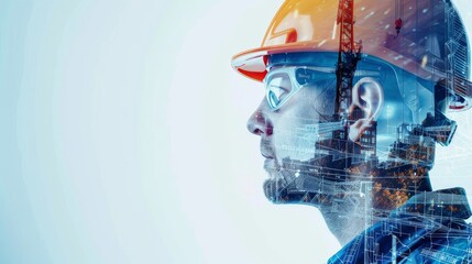 Portrait of confident male engineer wearing hardhat at industrial site