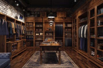 Interior of a modern mens wear store