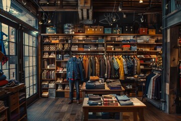 Interior of a modern mens wear store
