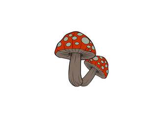 Cartoon mushrooms. Vector illustration, print for background, print on fabric, paper, wallpaper, packaging.	