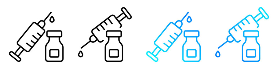Vaccine icon set. Vaccine icon in flat style. Vaccination linear icons on isolated background. Vector EPS 10