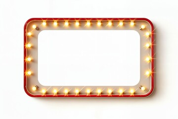Retro marquee light sign frame with empty white background
