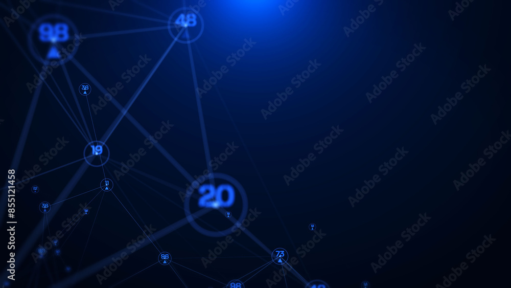 Aufkleber Technology digital stream line structure cyber data network connection concept illustration blue background.