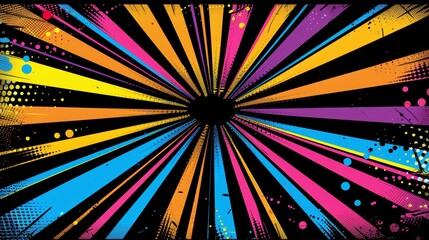 Fototapeta premium Vibrant comic burst explosion background with halftone dots
