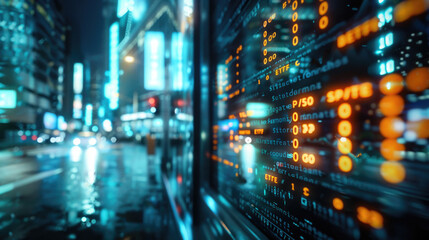 Fototapeta premium ETF glowing text on blurred background. Business, finance, crypto currency market concept 