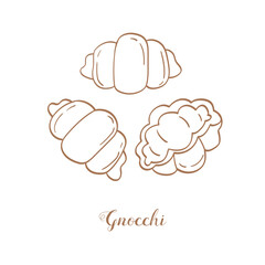 Gnocchi pasta illustration. Vector sketch. Traditional Italian food. Hand-drawn image. Isolated icon