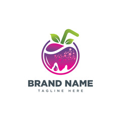 Healthy fresh juice logo design template