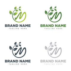 Initial letter M Leaf Flower logo Design