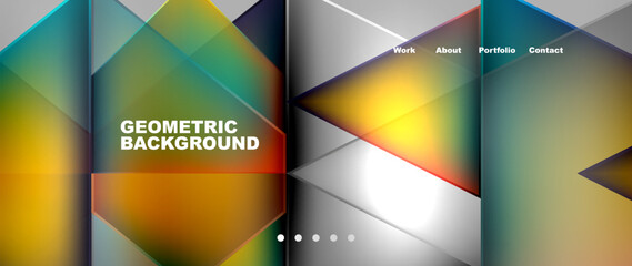Fototapeta premium Metal triangles with colorful bright triangles. Geometric modern minimalist design template
