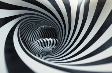 Naklejka premium Black And White Spiral Abstract Illustration