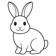 Cute little bunny/Rabbit line art Vector Illustration.