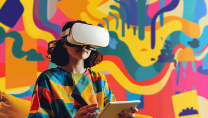 Colorful Immersive VR Experience with Tablet