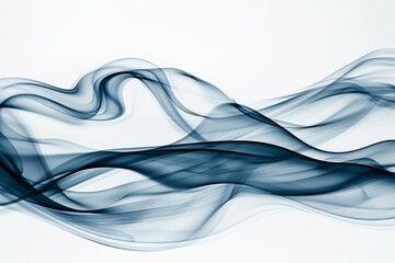 Fototapeta premium Elegant blue smoke wave on white background