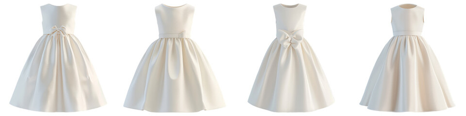 Set of Children'S Party Dress isolated on transparent png background illustration. Generative ai
