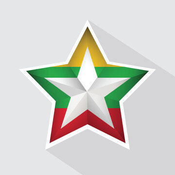 recommend clip art: Myanmar Flag Star Shape Icon