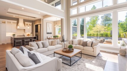 Fototapeta premium A new home with a modern interior design, featuring clean lines