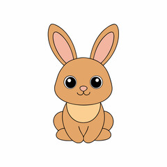 Obraz premium Adorable High Contrast Bunny Rabbit Mascot Vector Illustration on White Background.
