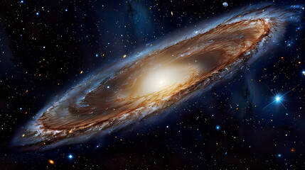 Fototapeta premium A detailed view of the Andromeda galaxy vibrant colors ultra-realistic 