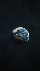 Earth viewed from space with a star-filled background
