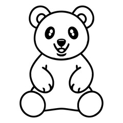 Cute Cartoon Panda Bear Drawing for Kids Coloring Page and Animal Education Activity