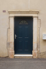 Navy Classic Blue Door with Stone Frame, Southern France