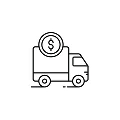 Delivery Fee icon design with white background stock illustration