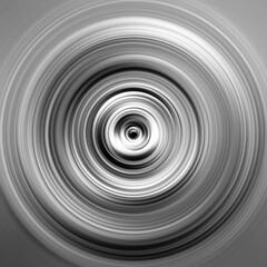 Black and white radial motion effect. Abstract rounded background. Grayscale curves and sphere. Monochrome gradient rings and circles wallpaper. Colorless texture backdrop and banner.