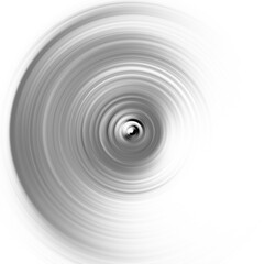 Black and white radial motion effect. Abstract rounded background. Grayscale curves and sphere.