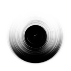 Black and white radial motion effect. Abstract rounded background. Grayscale curves and sphere.