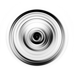 Black and white radial motion effect. Abstract rounded background. Grayscale curves and sphere.