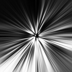 Fototapeta premium Black and white zoom motion effect. Abstract background. Grayscale lines. Monochrome texture backdrop and banner. Colorless gradient pattern and textured wallpaper.